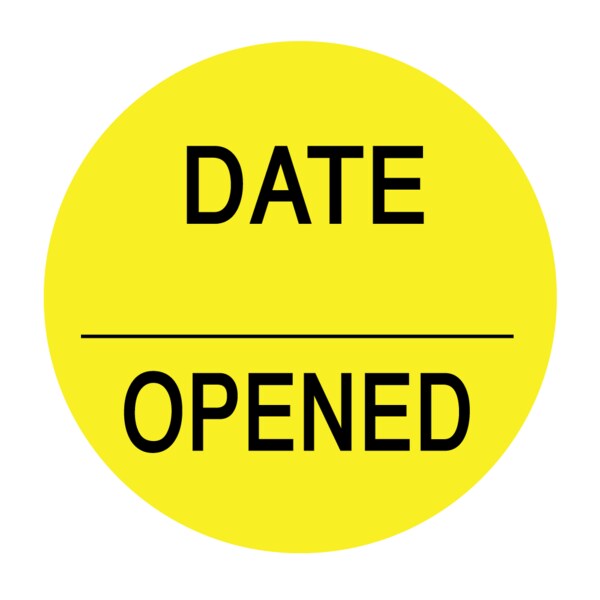 Date _ Opened Label 3/4 circle